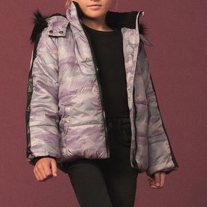 Hudson Purple Camo Winter Puffer Jacket NWT